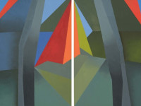 Carmen Valbuena Teatro geodésico a mis hijos oleo sobre tela 60 x 180 cm 2019